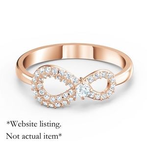 Swarovski Infinity Ring, White, Rose-gold tone plated Size 9